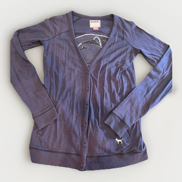 Victoria’s Secret pink women’s cardigan Penn State navy blue size small - Picture 1 of 7